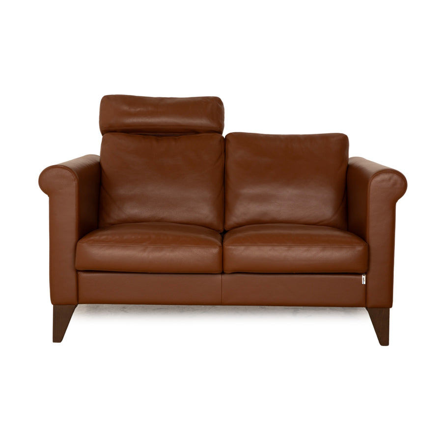 Erpo CL 500 Leather Two-Seater Brown incl. Headrest Sofa Couch