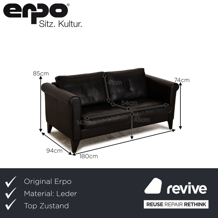 Erpo CL 500 Leder Zweisitzer Schwarz Sofa Couch