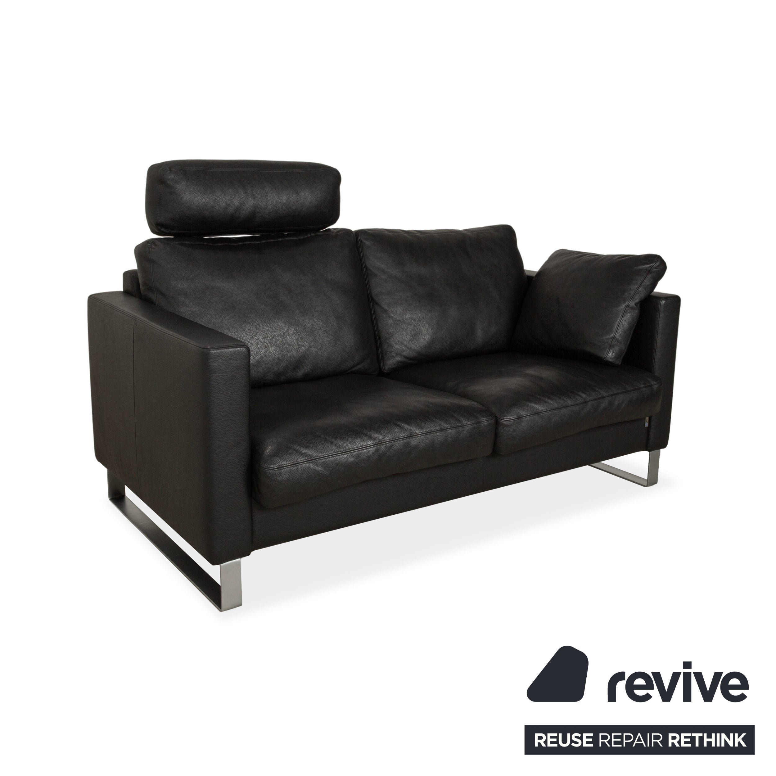 Erpo CL 500 Leder Zweisitzer Schwarz Sofa Couch Kopfstütze manuelle Funktion