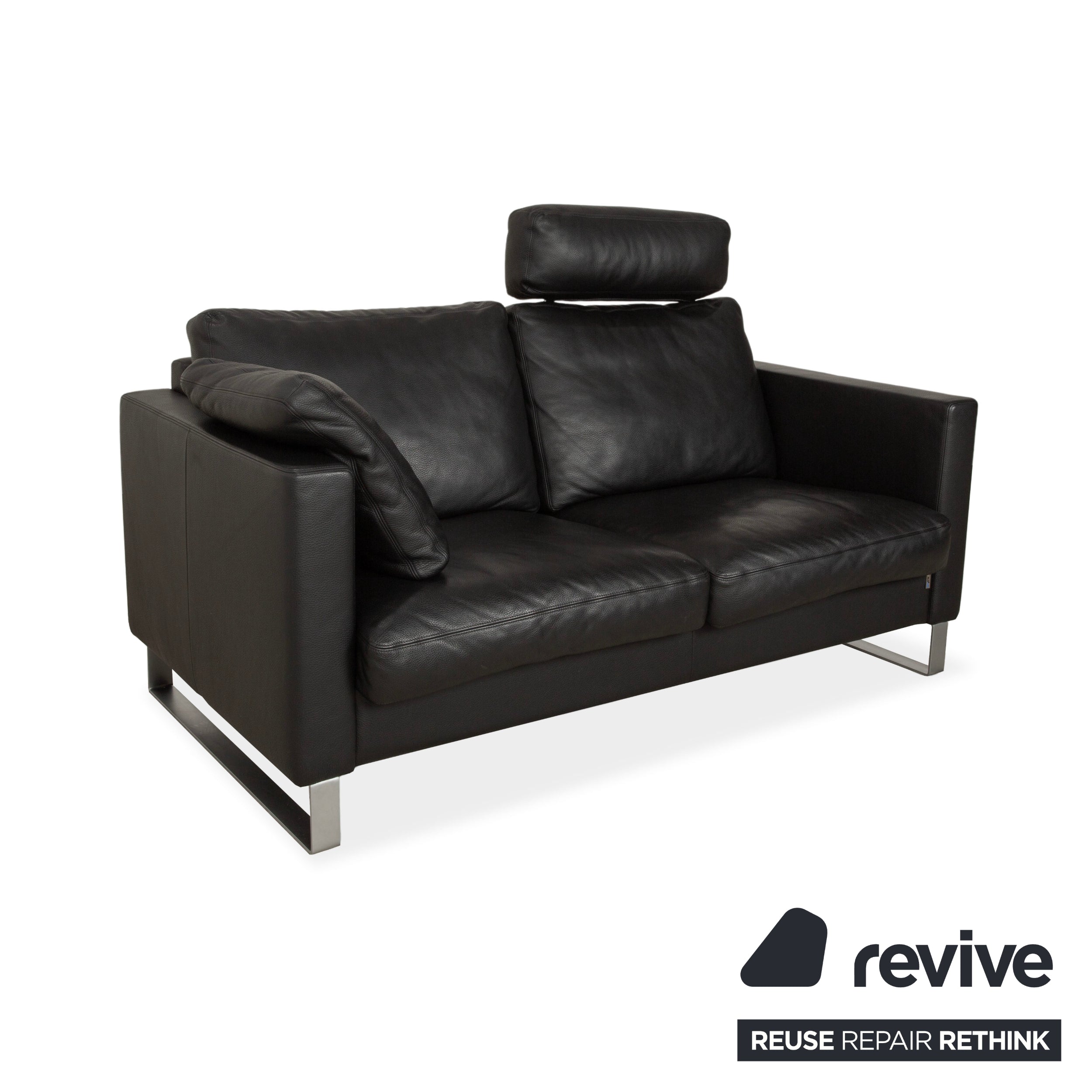 Erpo CL 500 Leder Zweisitzer Schwarz Sofa Couch Kopfstütze manuelle Funktion