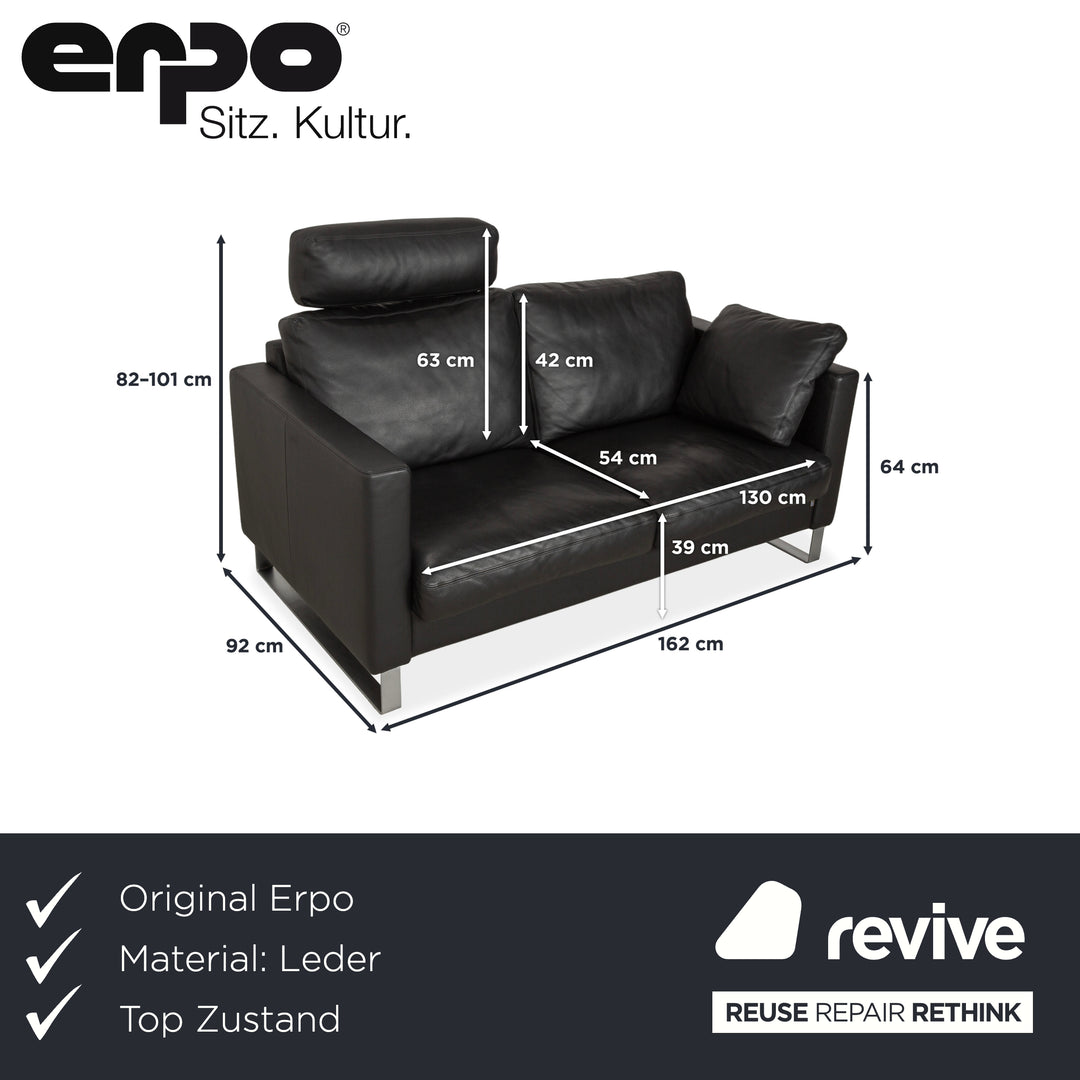 Erpo CL 500 Leder Zweisitzer Schwarz Sofa Couch Kopfstütze manuelle Funktion