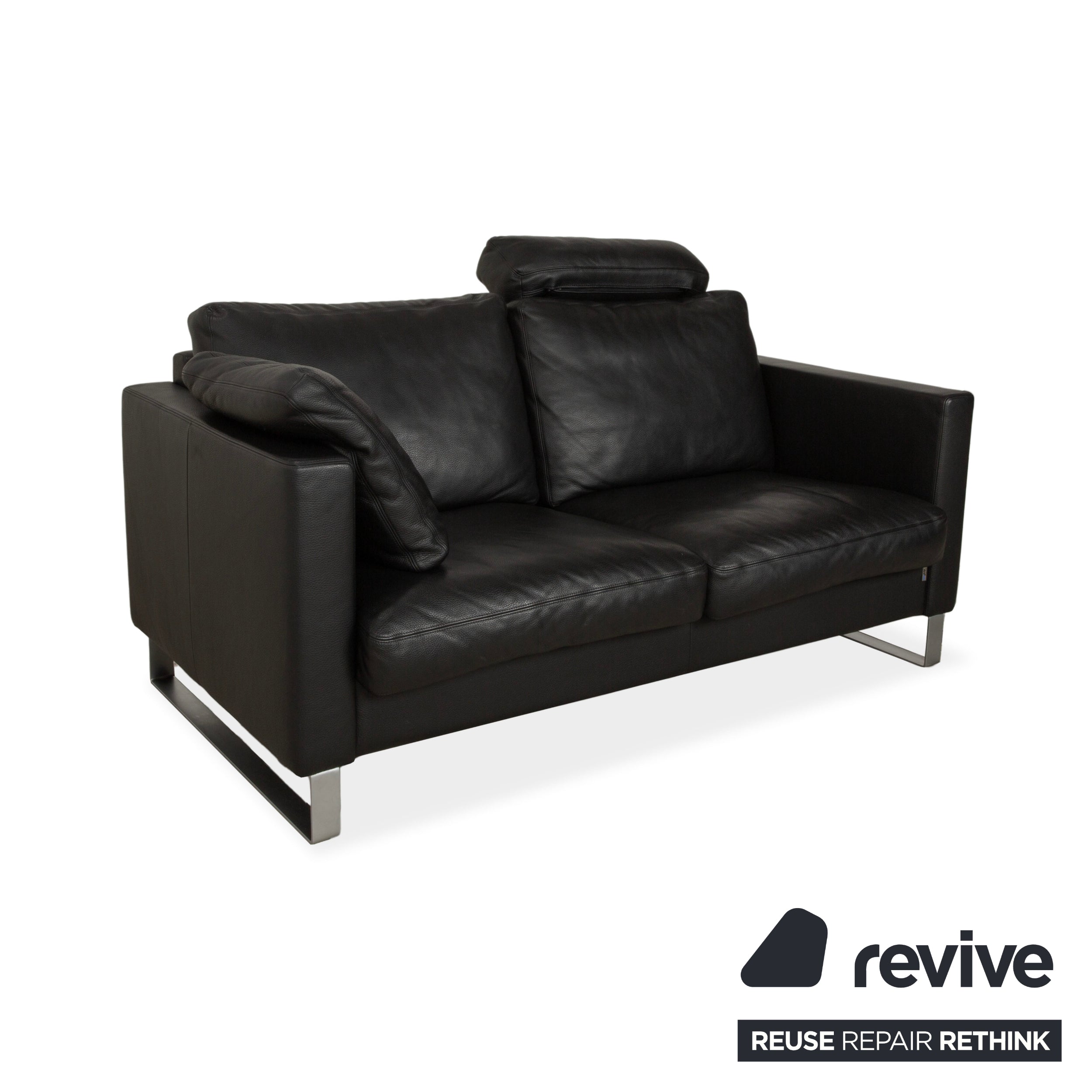Erpo CL 500 Leder Zweisitzer Schwarz Sofa Couch Kopfstütze manuelle Funktion