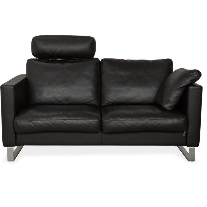 Erpo CL 500 Leder Zweisitzer Schwarz Sofa Couch Kopfstütze manuelle Funktion