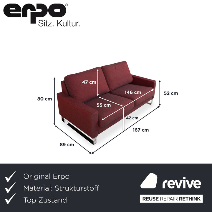 Erpo CL 500 Strukturstoff Zweisitzer Rot Sofa Couch