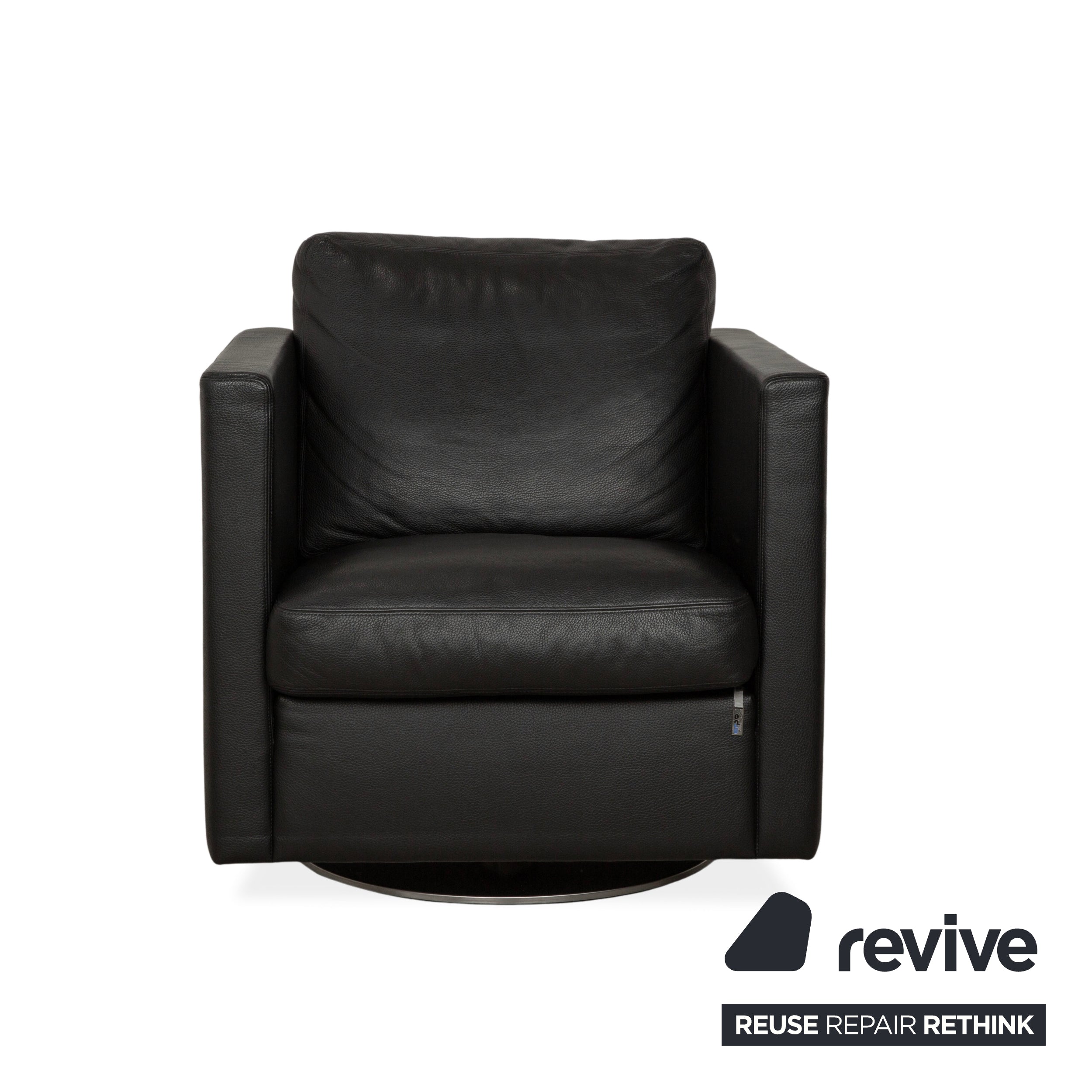Fauteuil en cuir noir Erpo CL 580, fonction manuelle, fonction pivotante, fonction bascule