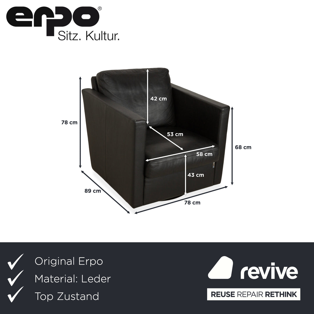 Erpo CL 580 leather armchair black manual function swivel function rocker function