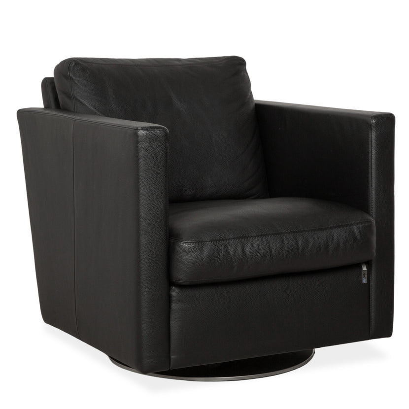Fauteuil en cuir noir Erpo CL 580, fonction manuelle, fonction pivotante, fonction bascule