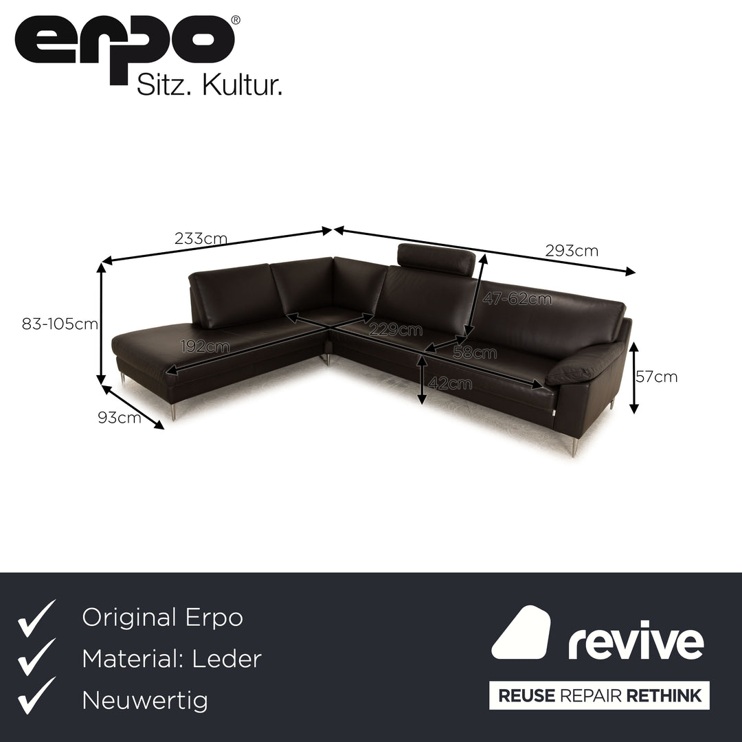 Erpo CL 650 Leder Ecksofa Anthrazit Sofa Couch Recamiere Links