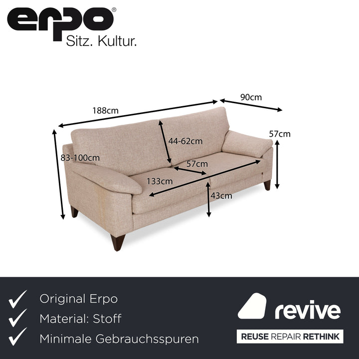 Erpo CL 650 Stoff Zweisitzer Beige Sofa Couch manuelle Funktion