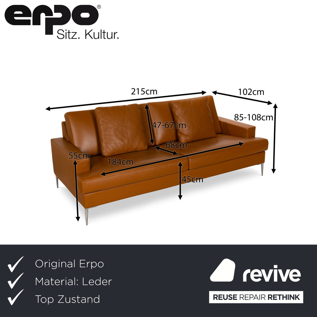 Erpo CL 740 Leather Two-Seater Brown Sofa Couch