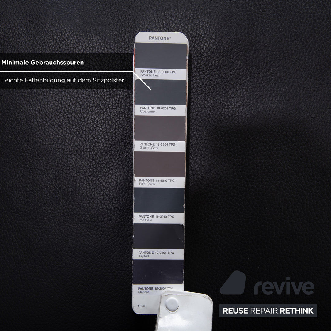 Erpo CL 820 Leder Ecksofa Dunkelgrau Anthrazit auf Chrom Kuven Füßen inkl. 2 Kopfstützen Recamiere Rechts Couch