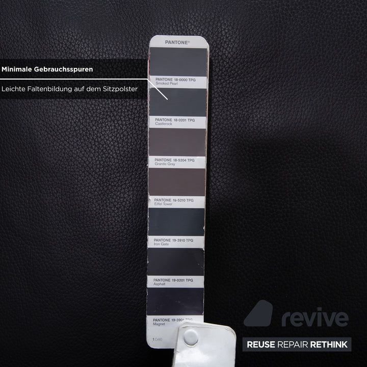 Erpo CL 820 Leder Ecksofa Dunkelgrau Anthrazit auf Chrom Kuven Füßen inkl. 2 Kopfstützen Recamiere Rechts Couch