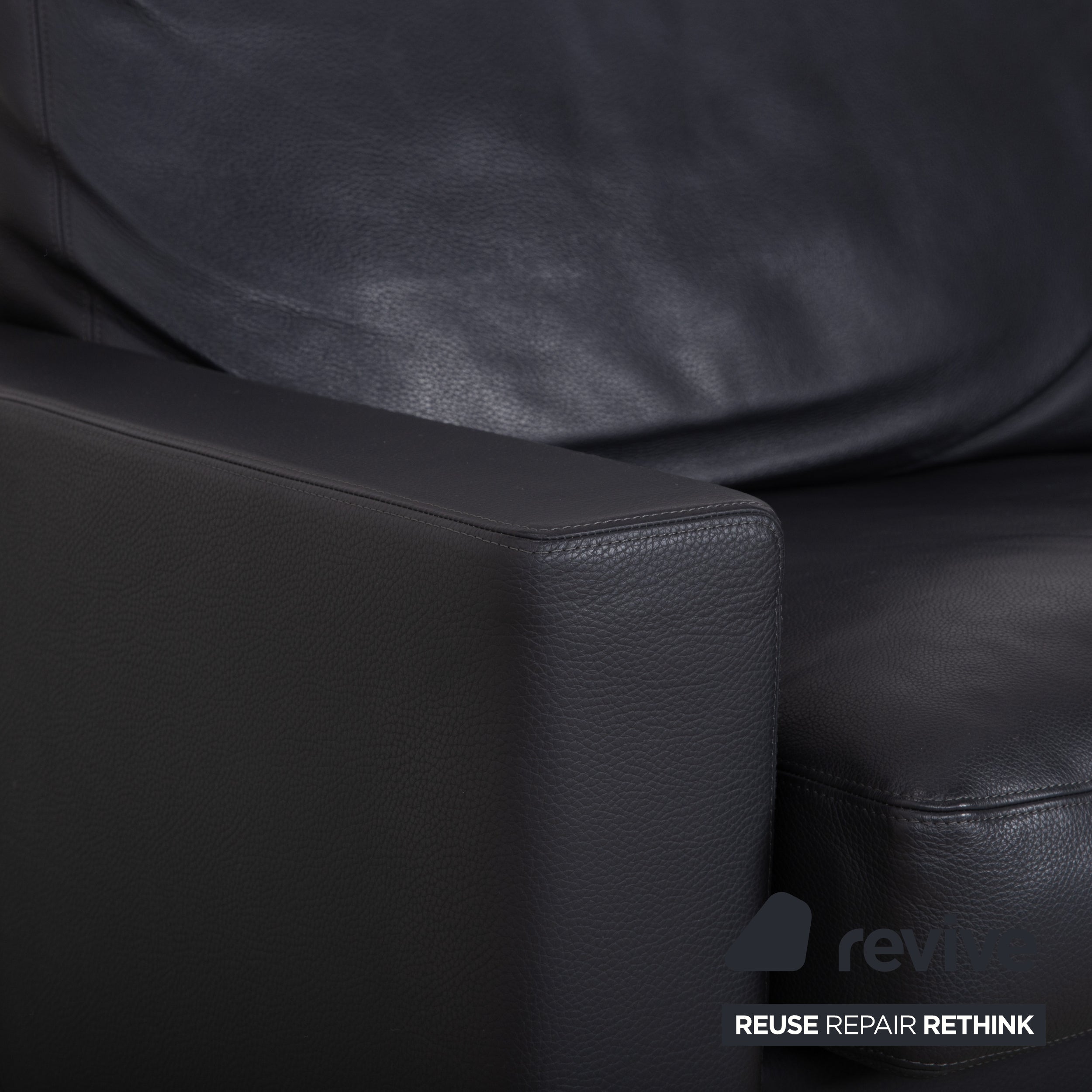 Erpo CL 820 Leather Corner Sofa Dark Grey Anthracite on Chrome Sleigh Legs incl. 2 Headrests Recamiere Right Couch