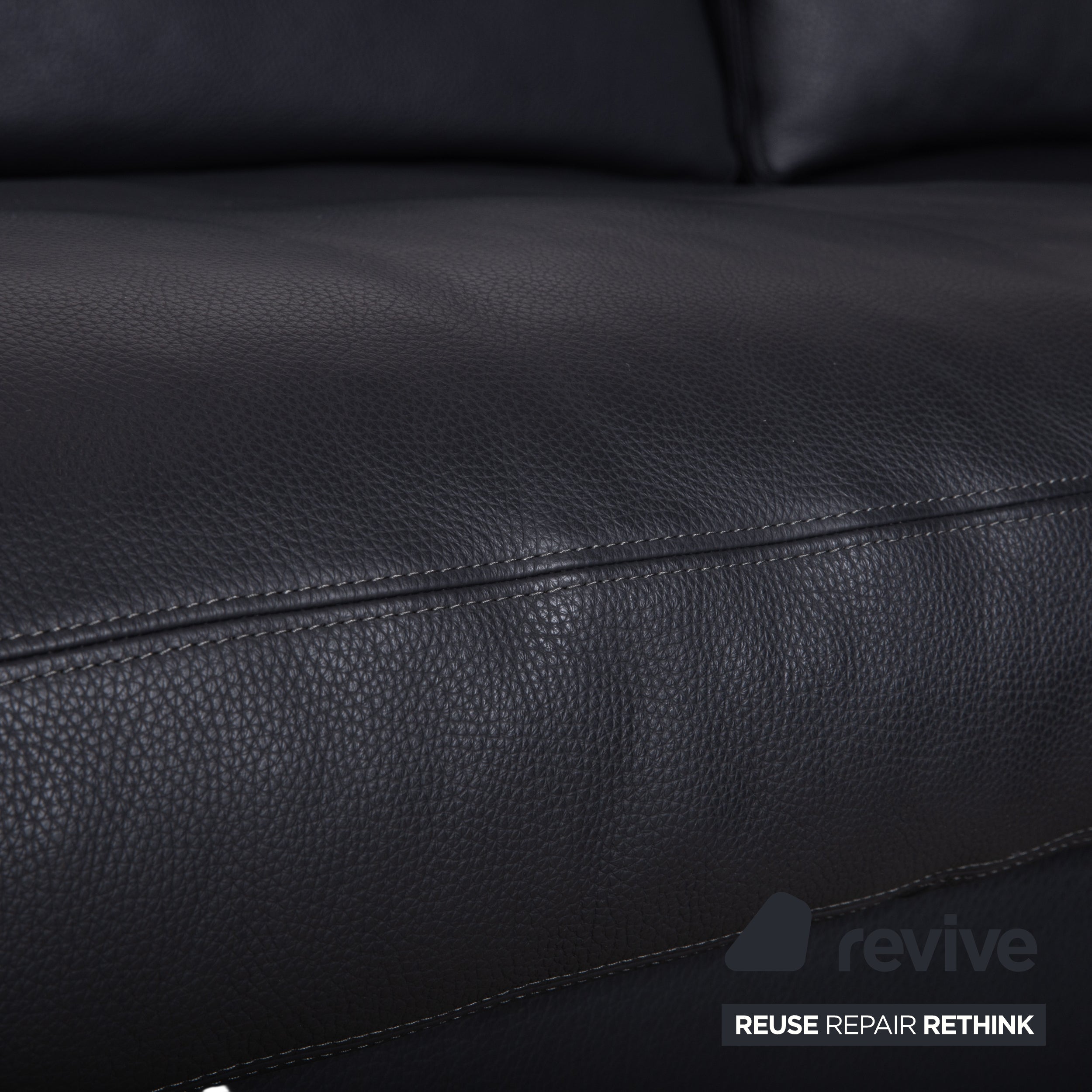Erpo CL 820 Leder Ecksofa Dunkelgrau Anthrazit auf Chrom Kuven Füßen inkl. 2 Kopfstützen Recamiere Rechts Couch