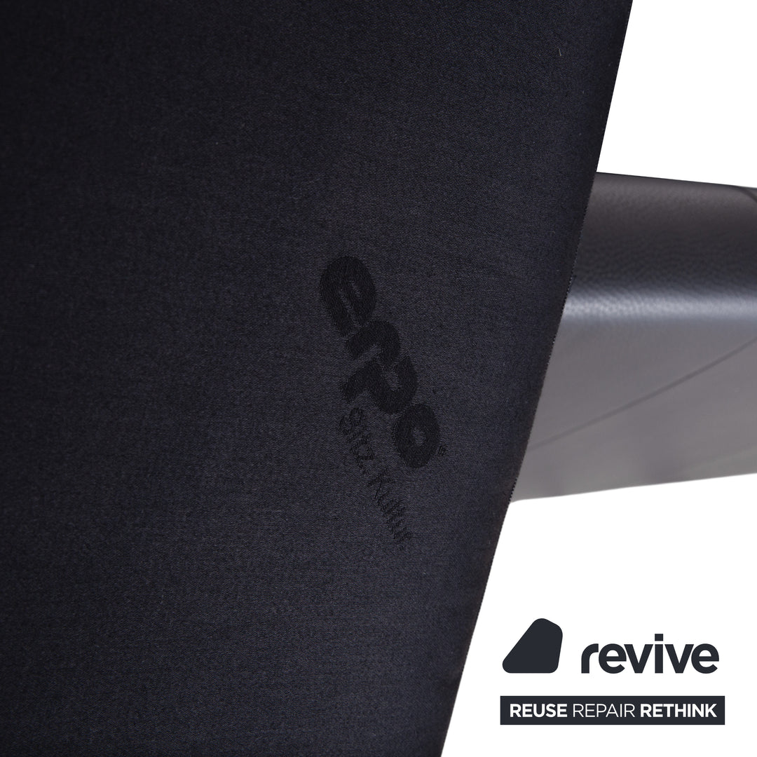 Erpo CL 820 Leder Ecksofa Dunkelgrau Anthrazit auf Chrom Kuven Füßen inkl. 2 Kopfstützen Recamiere Rechts Couch