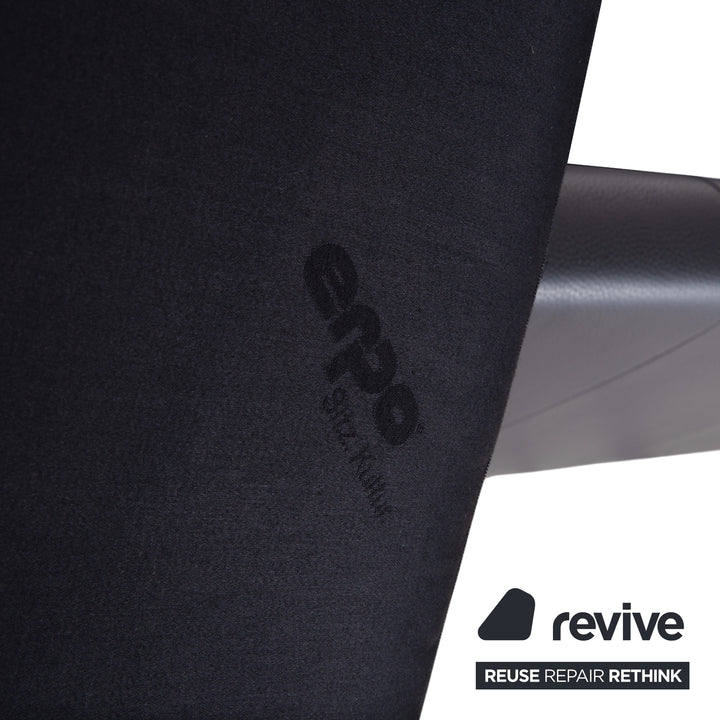 Erpo CL 820 Leder Ecksofa Dunkelgrau Anthrazit auf Chrom Kuven Füßen inkl. 2 Kopfstützen Recamiere Rechts Couch