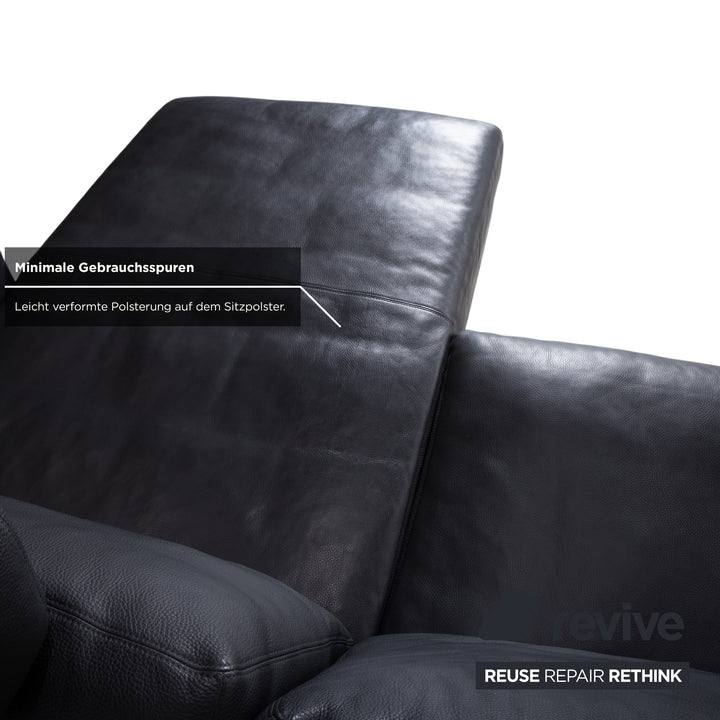 Erpo CL 820 Leather Corner Sofa Dark Grey Anthracite on Chrome Sleigh Legs incl. 2 Headrests Recamiere Right Couch