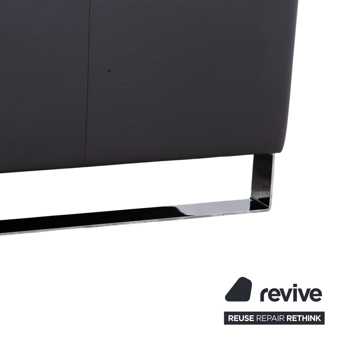 Erpo CL 820 Leder Ecksofa Dunkelgrau Anthrazit auf Chrom Kuven Füßen inkl. 2 Kopfstützen Recamiere Rechts Couch