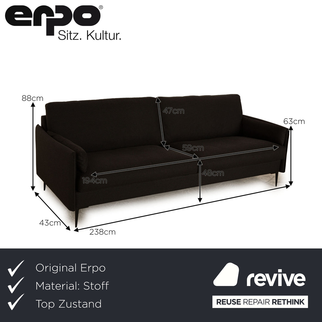 Erpo CL 820 Stoff Dreisitzer Schwarz Sofa Couch