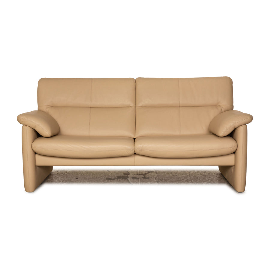 Erpo Creme Leder Zweisitzer Creme Sofa Couch