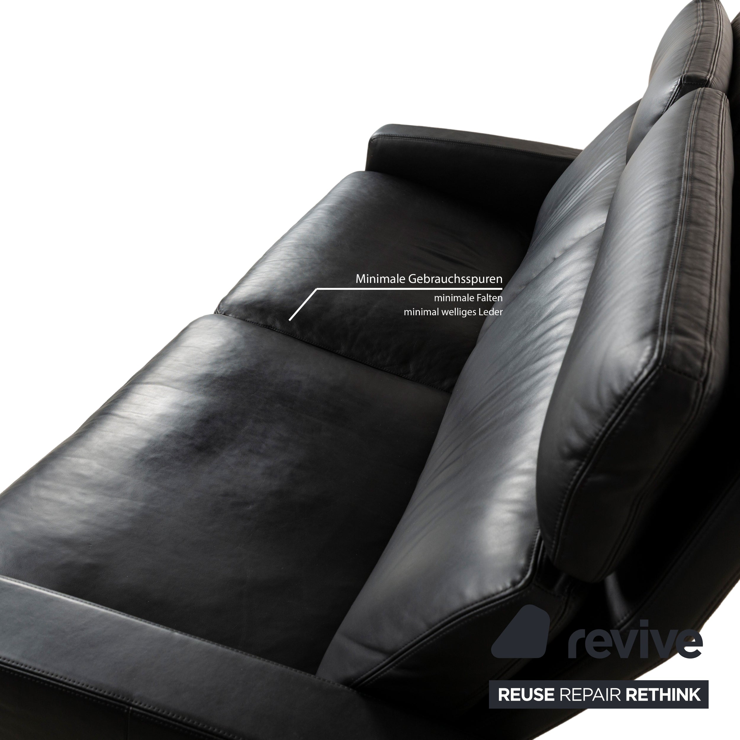 Canapé trois places Erpo Just Relax en cuir noir à fonction manuelle