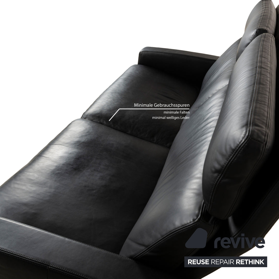 Erpo Just Relax Leather Three-Seater Black Manual Function Sofa Couch