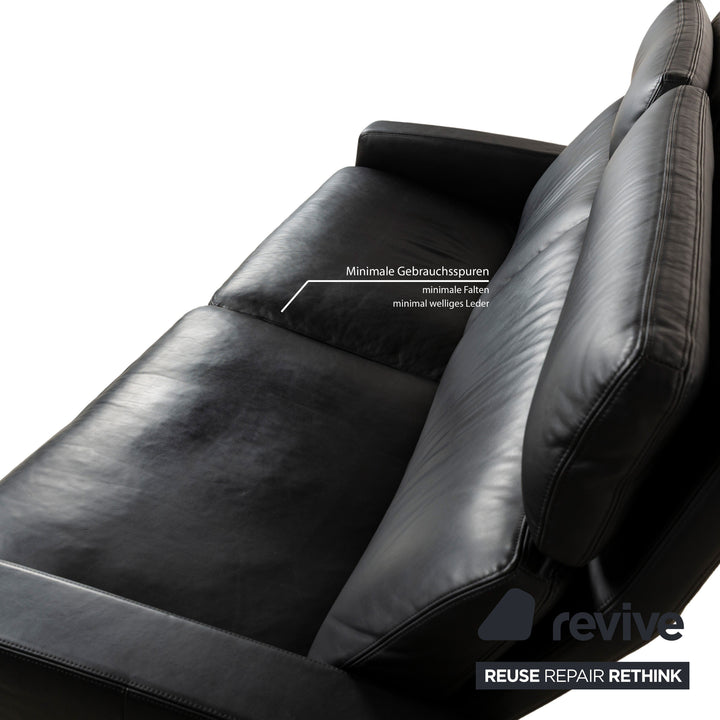 Erpo Just Relax Leather Three-Seater Black Manual Function Sofa Couch