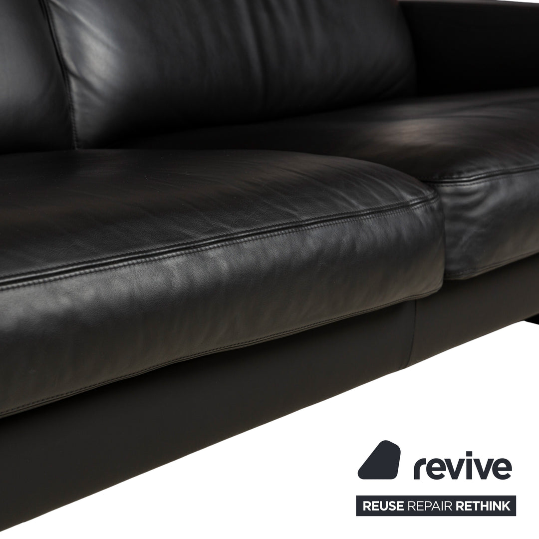 Erpo Just Relax Leather Three-Seater Black Manual Function Sofa Couch