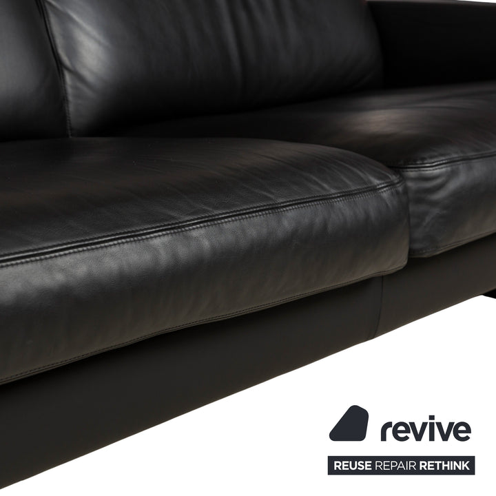 Erpo Just Relax Leather Three-Seater Black Manual Function Sofa Couch