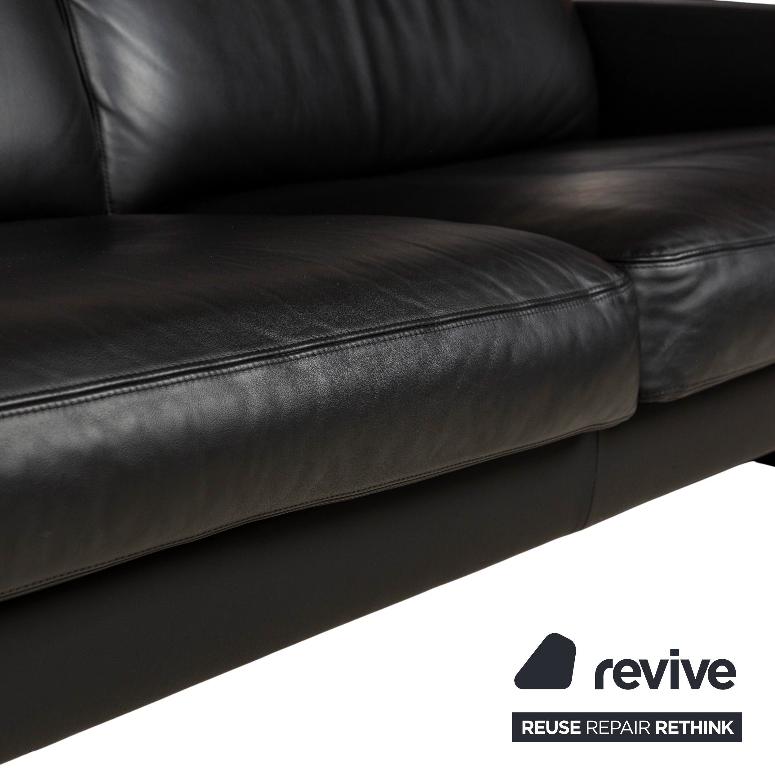 Erpo Just Relax Leder Dreisitzer Schwarz manuelle Funktion Sofa Couch