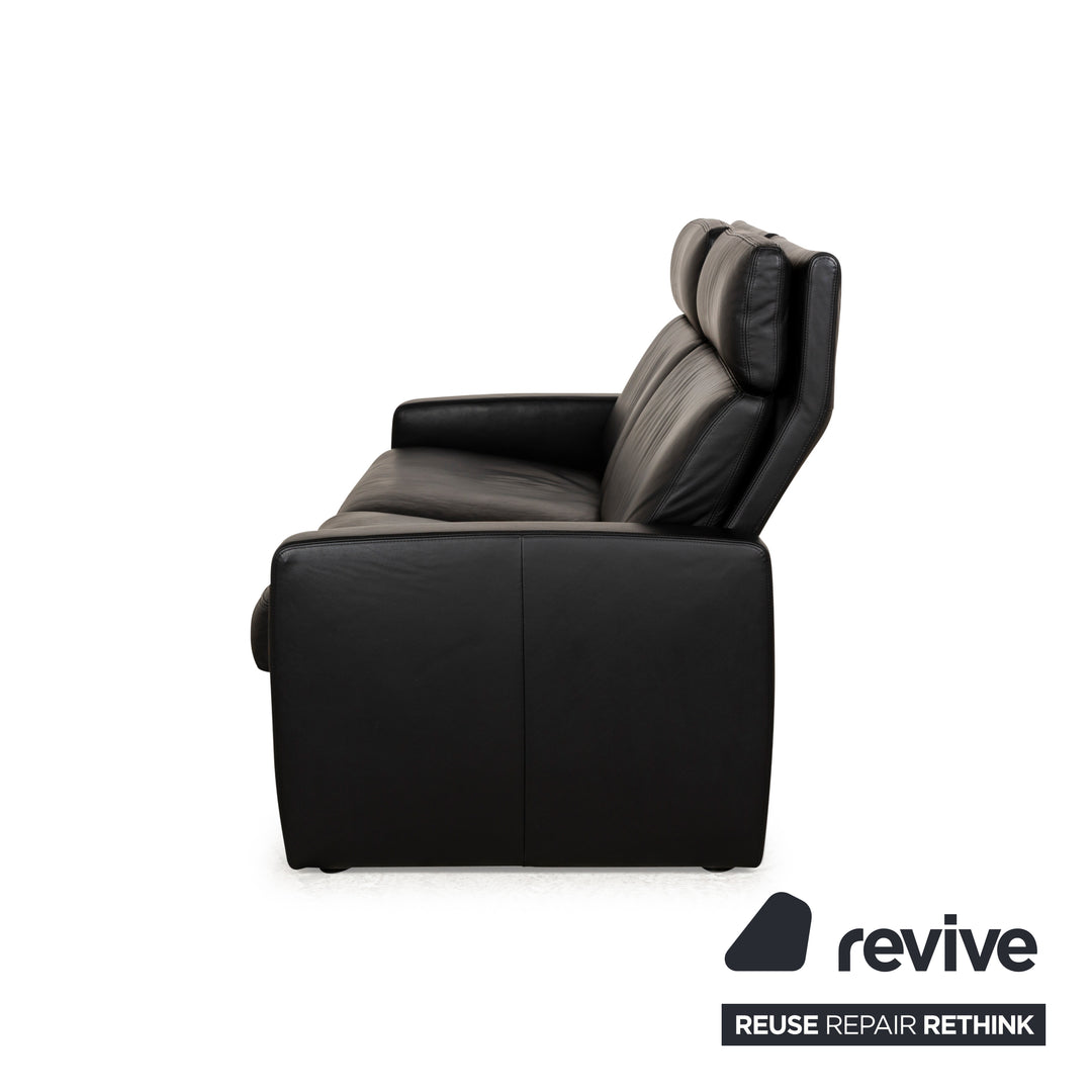 Erpo Just Relax Leather Three-Seater Black Manual Function Sofa Couch