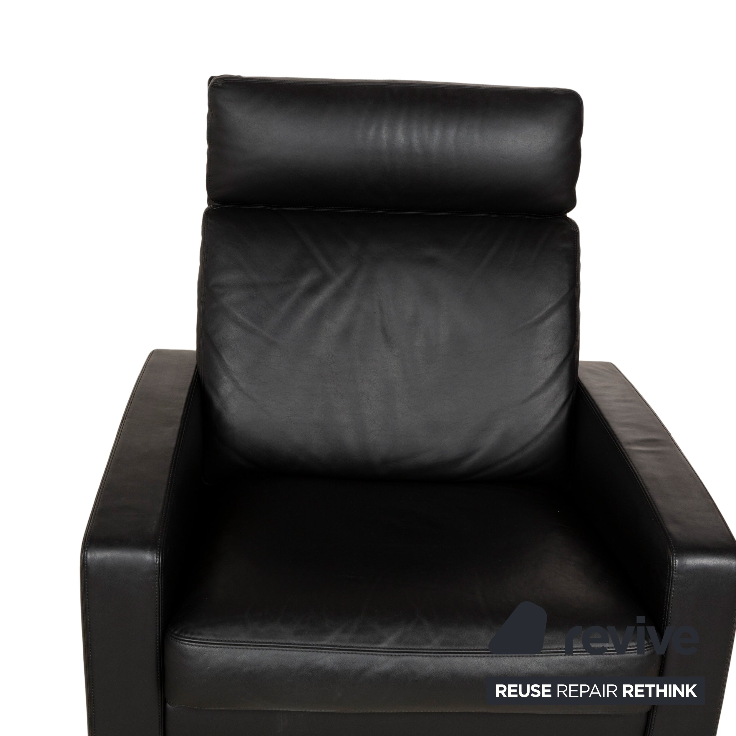 Fauteuil Erpo Just Relax en cuir noir, fonction manuelle