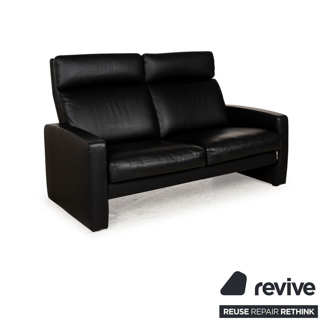 Erpo Just Relax Leder Sofa Garnitur Schwarz manuelle Funktion Dreisitzer Zweisitzer Sessel Hocker Couch