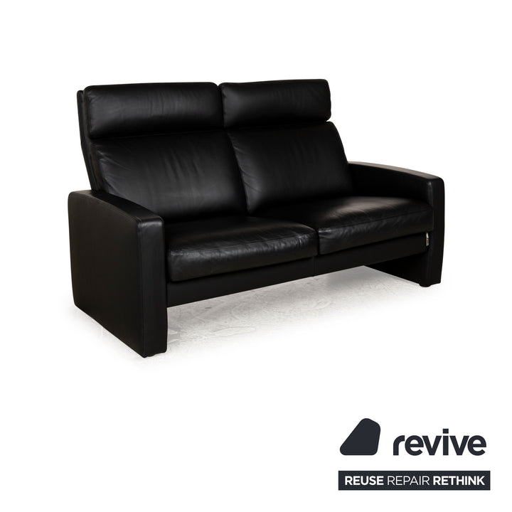 Erpo Just Relax Leder Sofa Garnitur Schwarz manuelle Funktion Dreisitzer Zweisitzer Sessel Hocker Couch
