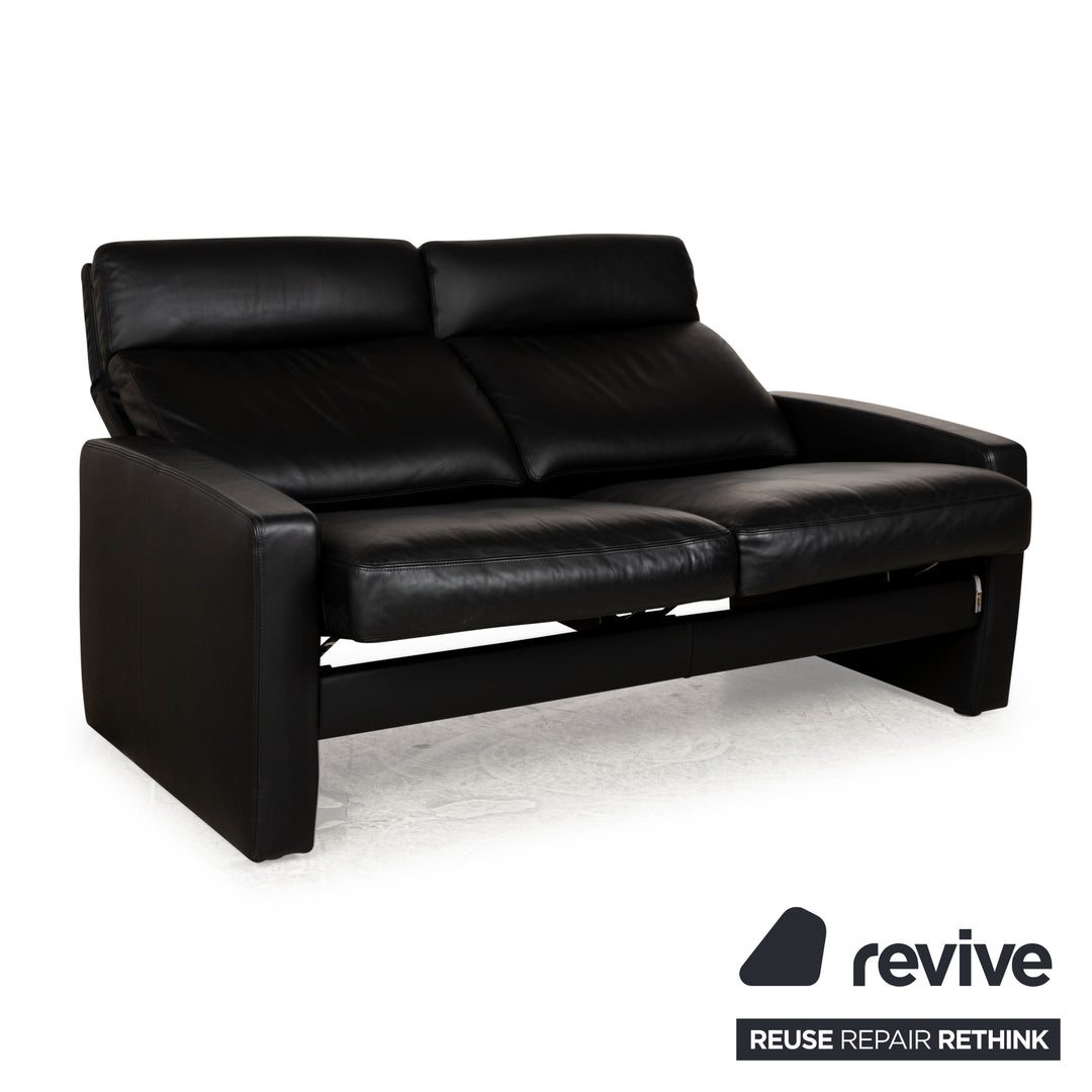 Erpo Just Relax Leder Sofa Garnitur Schwarz manuelle Funktion Dreisitzer Zweisitzer Sessel Hocker Couch