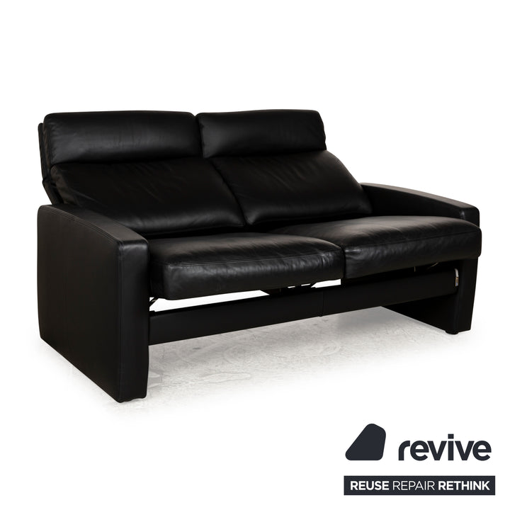 Erpo Just Relax Leder Sofa Garnitur Schwarz manuelle Funktion Dreisitzer Zweisitzer Sessel Hocker Couch