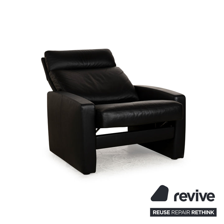 Erpo Just Relax Leder Sofa Garnitur Schwarz manuelle Funktion Dreisitzer Zweisitzer Sessel Hocker Couch