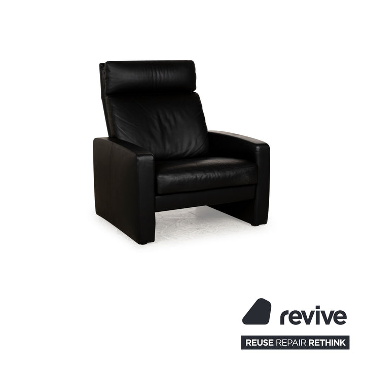 Erpo Just Relax Leder Sofa Garnitur Schwarz manuelle Funktion Dreisitzer Zweisitzer Sessel Hocker Couch
