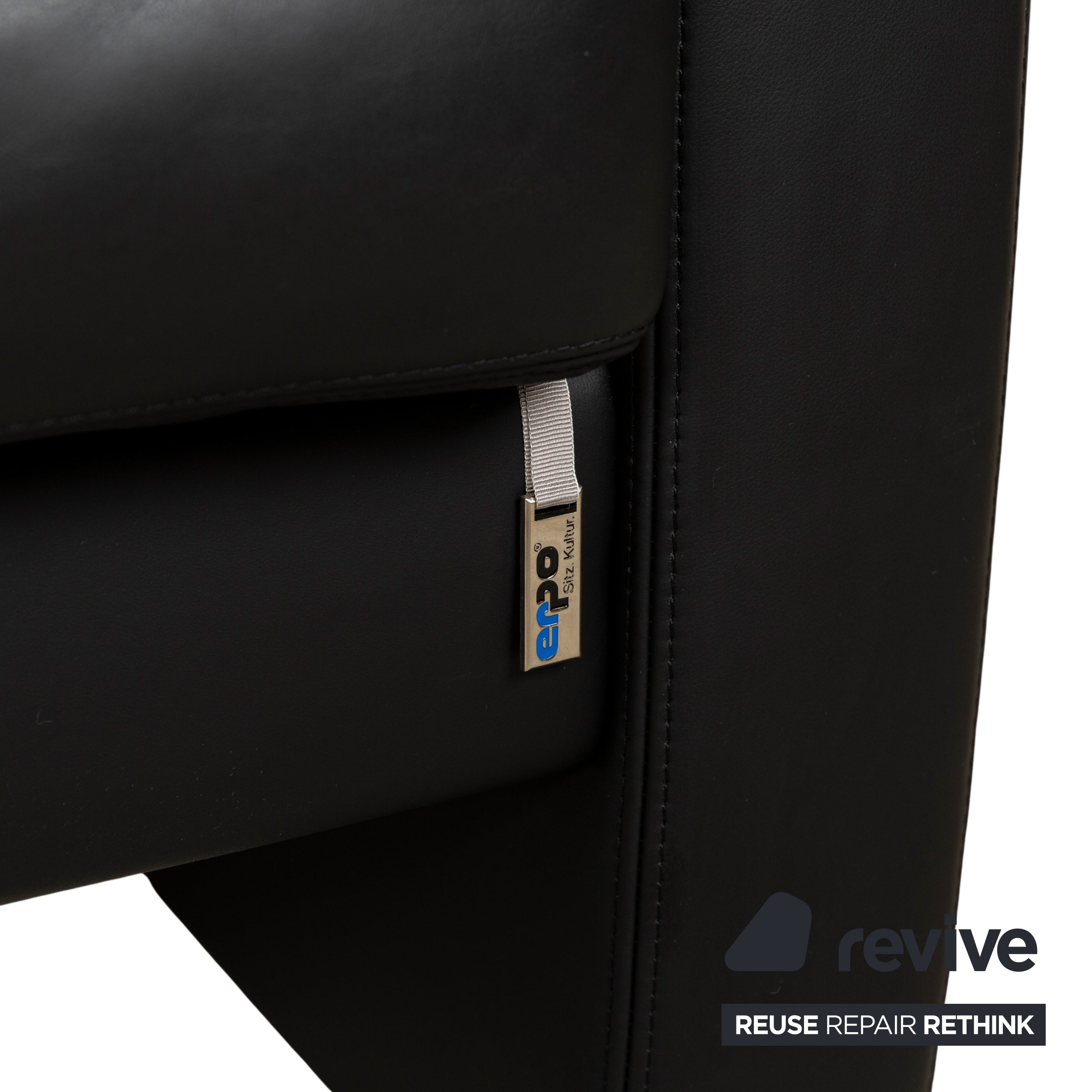 Erpo Just Relax Leder Zweisitzer Schwarz manuelle Funktion	Sofa Couch