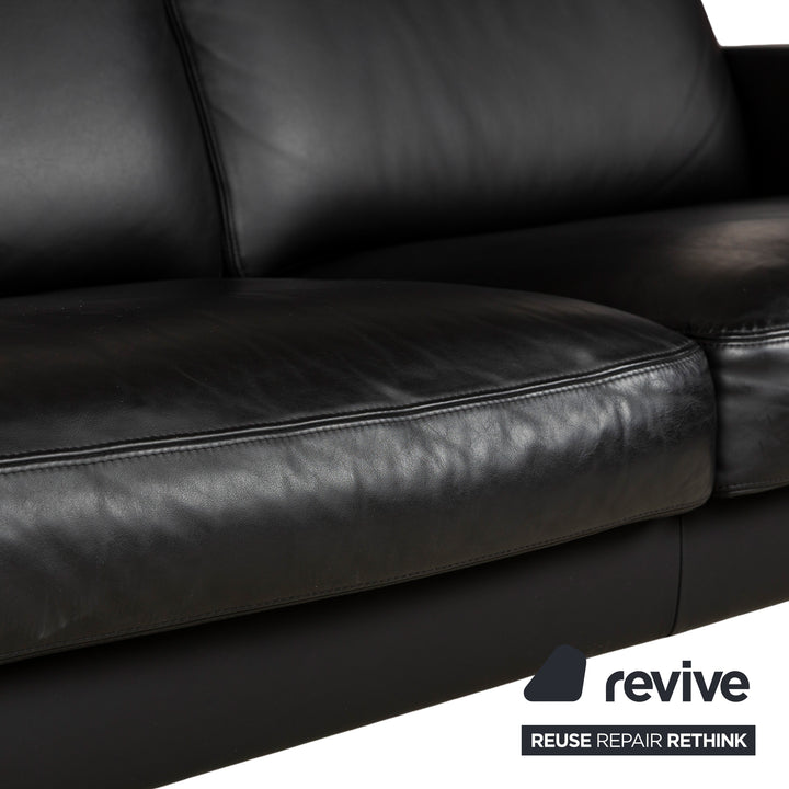Erpo Just Relax Leder Zweisitzer Schwarz manuelle Funktion	Sofa Couch