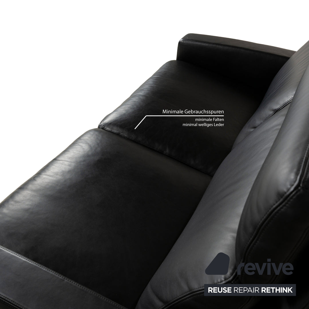 Erpo Just Relax Leder Zweisitzer Schwarz manuelle Funktion	Sofa Couch