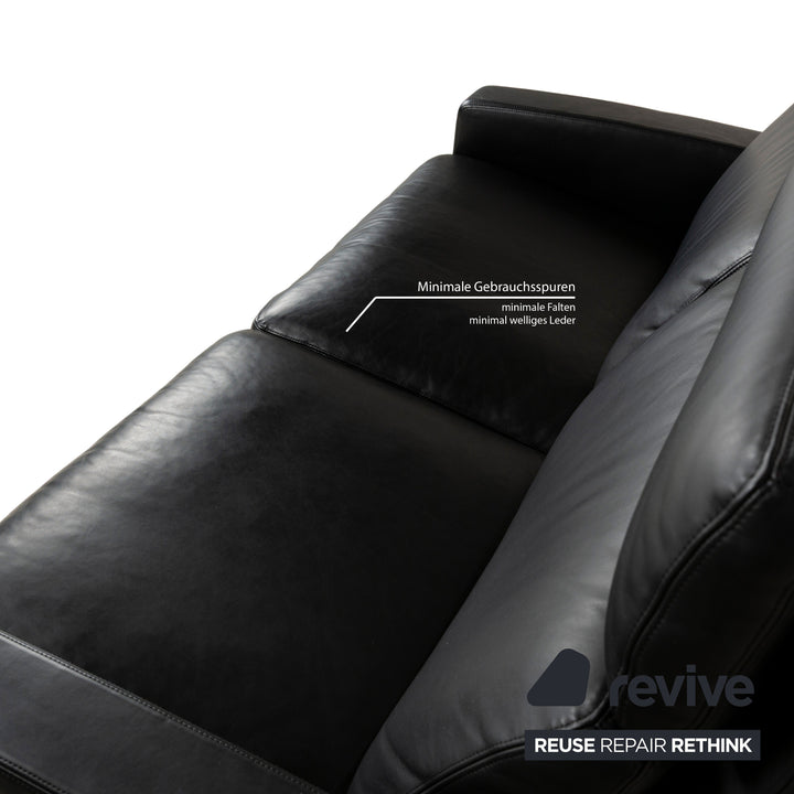 Erpo Just Relax Leder Zweisitzer Schwarz manuelle Funktion	Sofa Couch