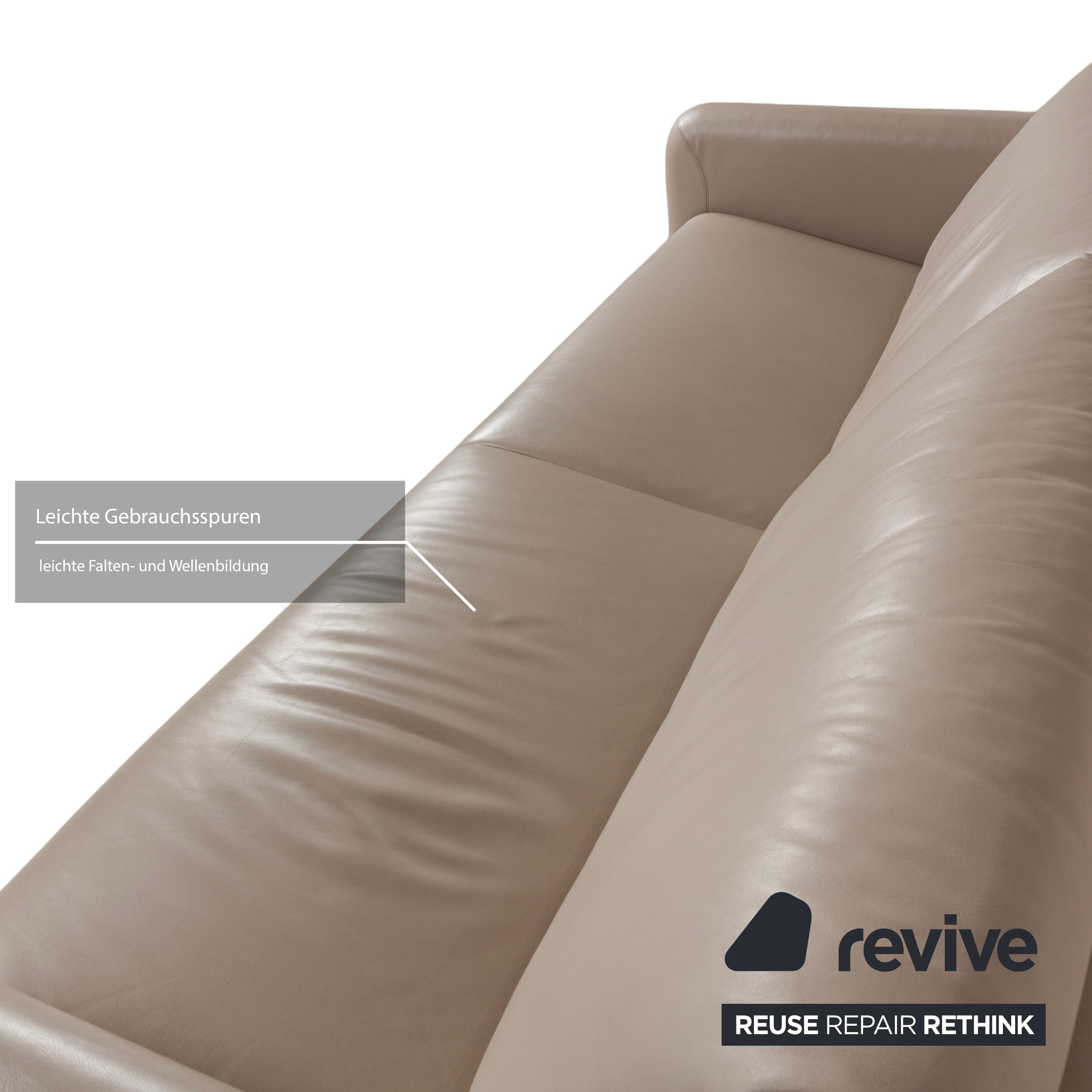 Canapé 3 places en cuir Erpo beige gris