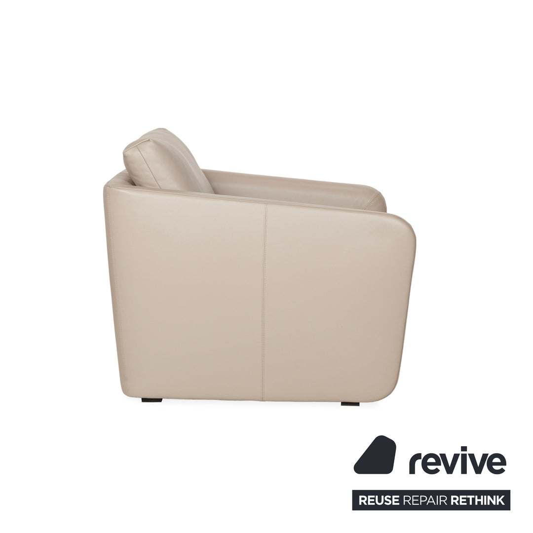 Erpo Leder Dreisitzer Sofa Couch und Sessel Beige Grau