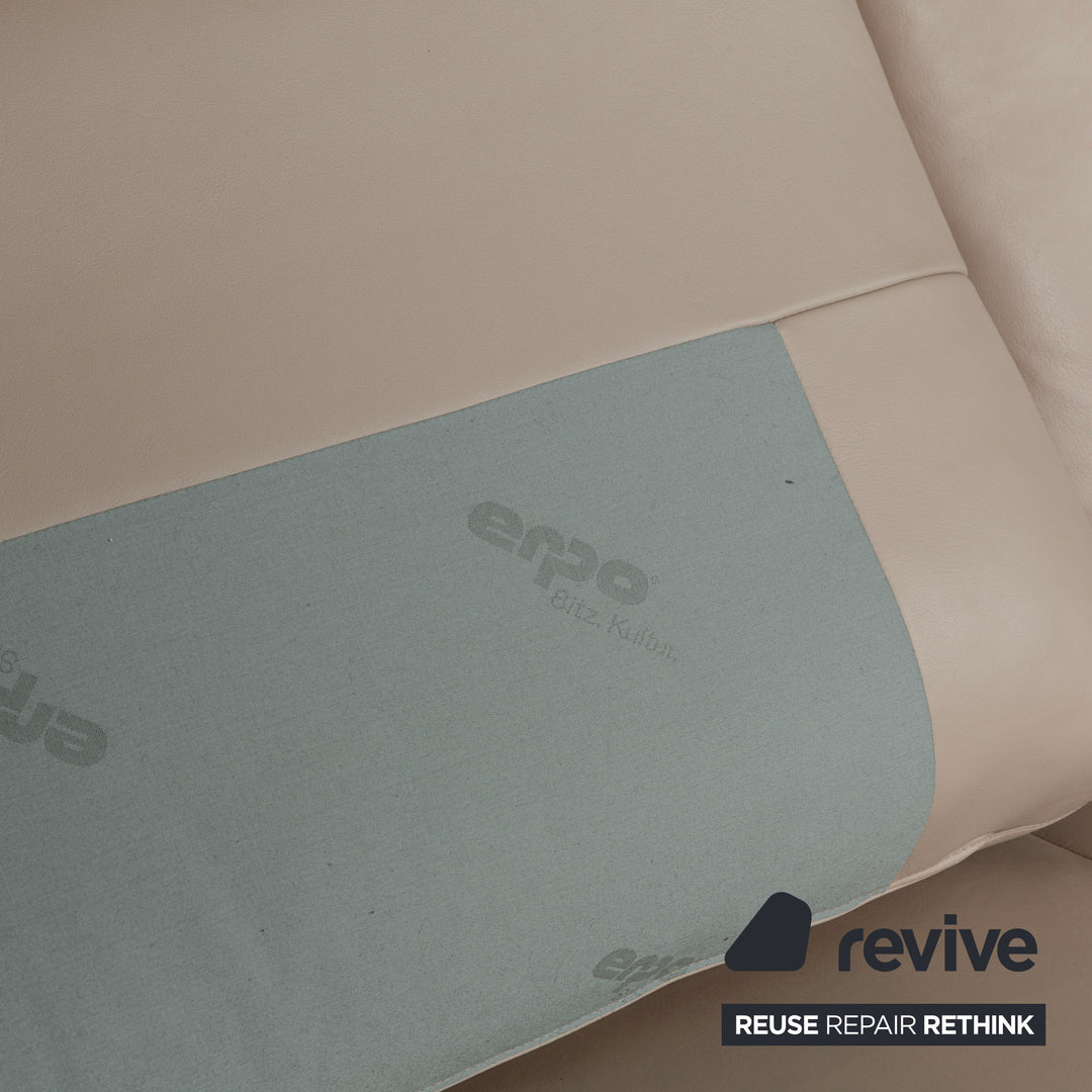 Erpo Leder Dreisitzer Sofa Couch und Sessel Beige Grau