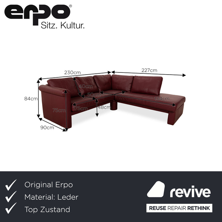 Erpo Leder Ecksofa Rot Sofa Couch manuelle Funktion