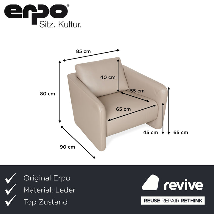 Erpo Leder Sessel Beige Grau