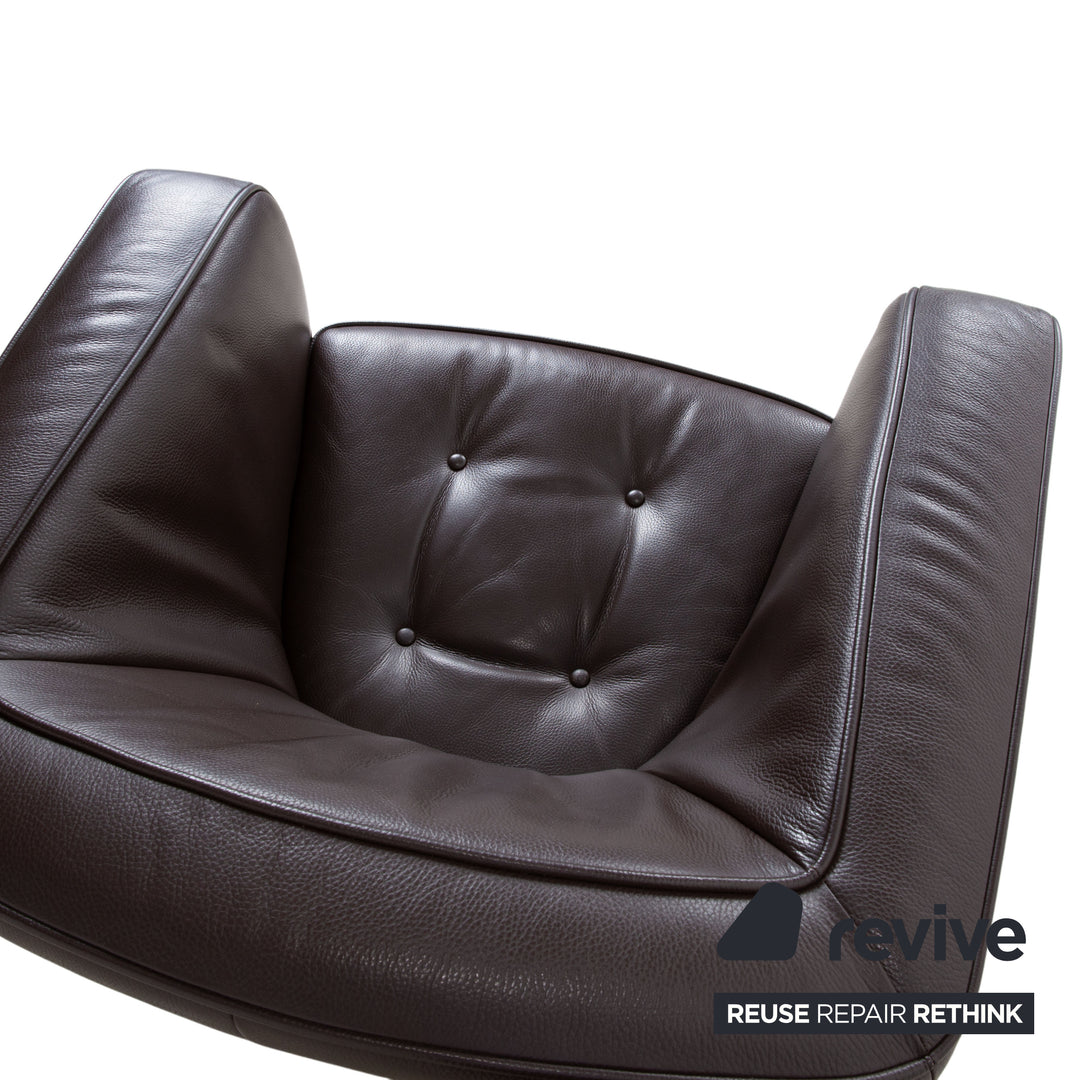 Erpo Leather Armchair Brown Dark Brown
