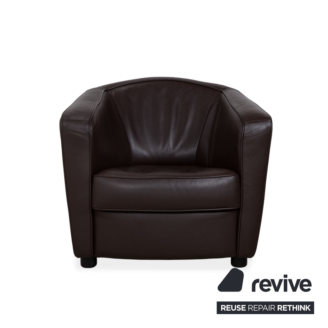 Erpo Leather Armchair Brown Dark Brown