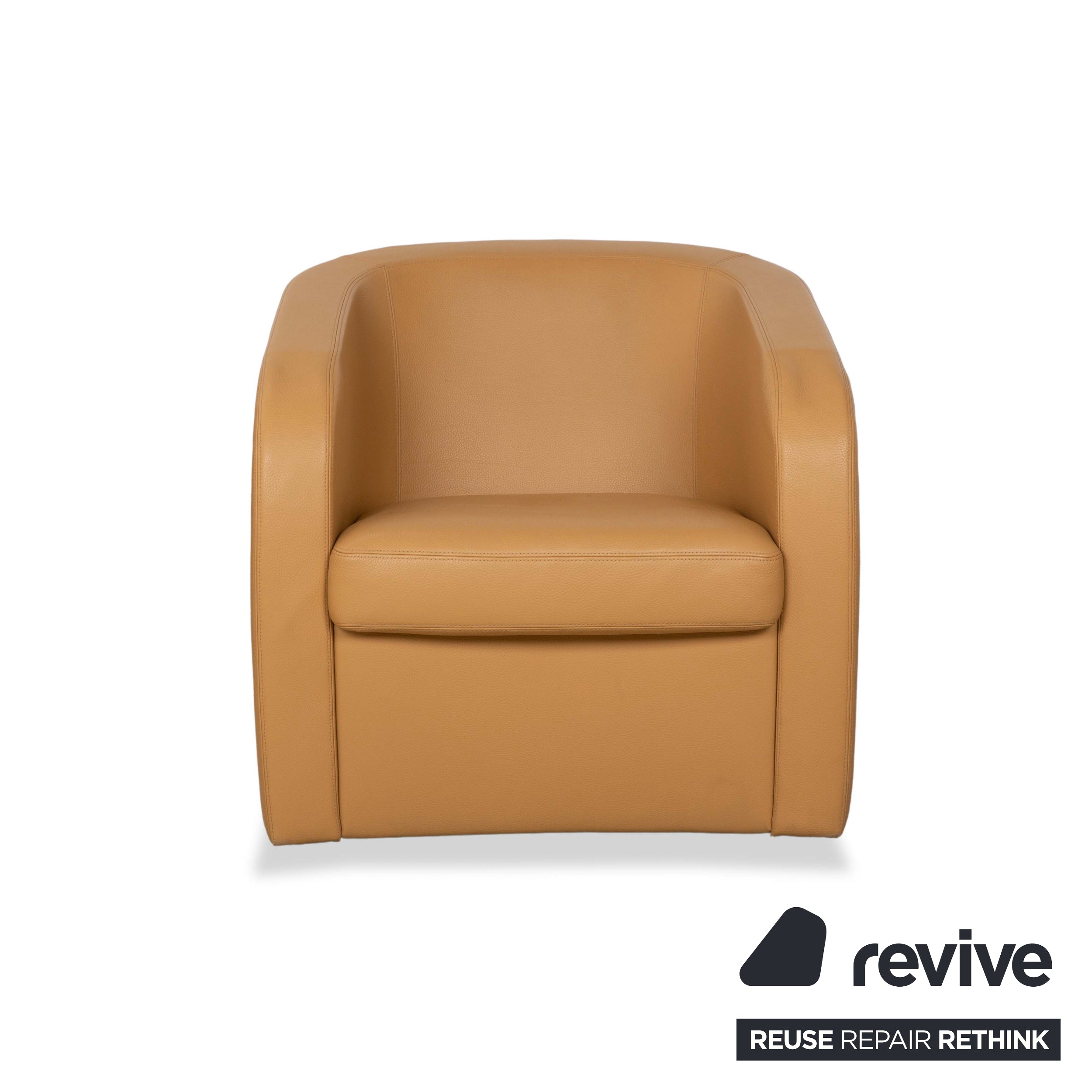 Fauteuil Erpo Cuir Marron Beige Cognac Vintage